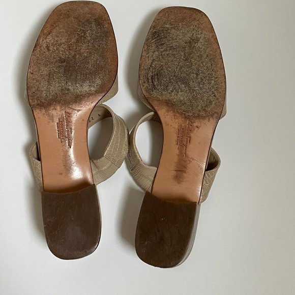 Salvatore Ferragamo Cream and Tan Sandals with H-Style Straps - Picture 15 of 15